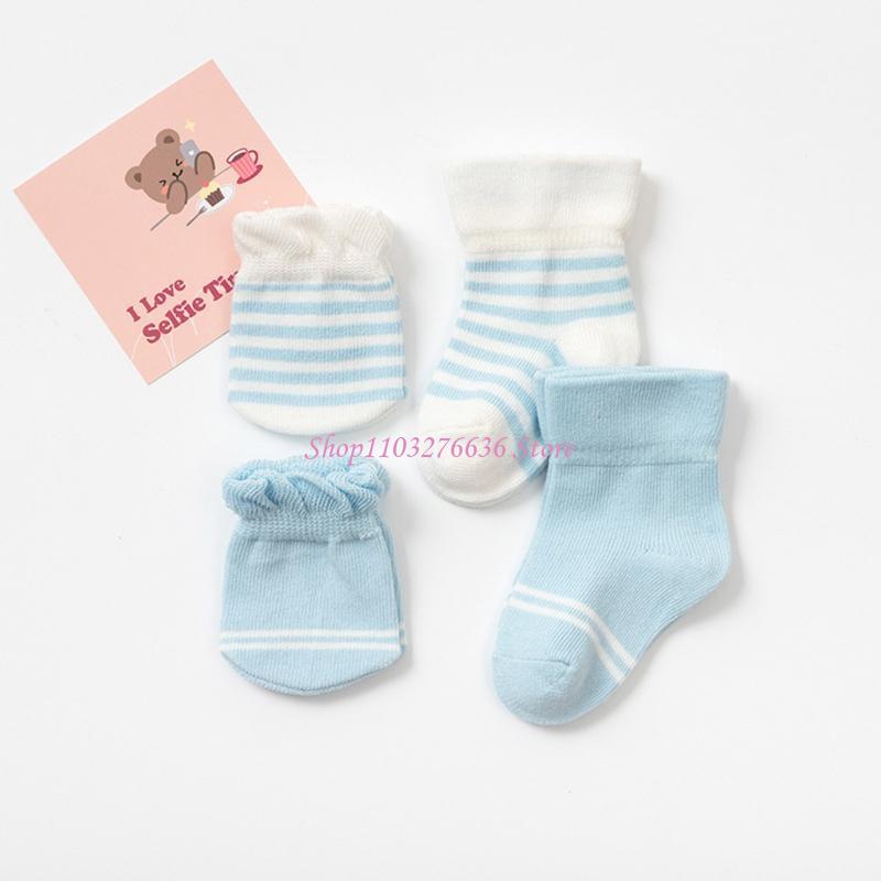 Baby Mittens Scratch - R6FD 4 Pares/set Luvas Bebê Meias