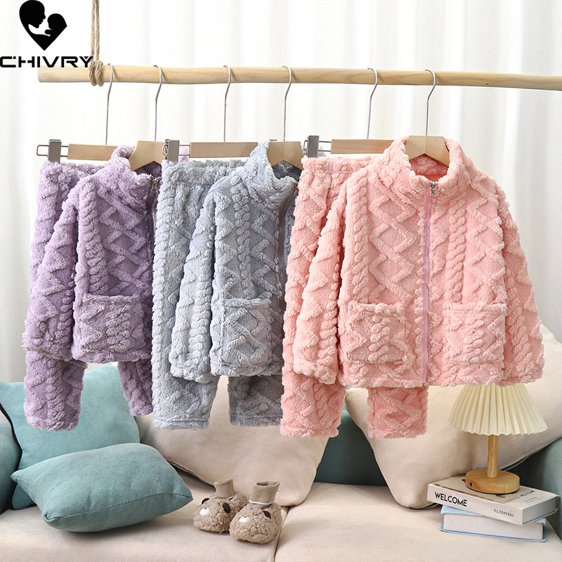 Baby Clothing Zipper - Pijama de flanela engrossado para crianças,