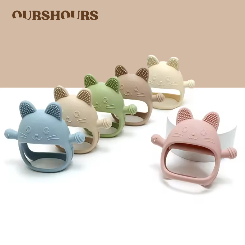Baby Mittens Scratch - 1pc bebê silicone mordedores luvas brinquedo