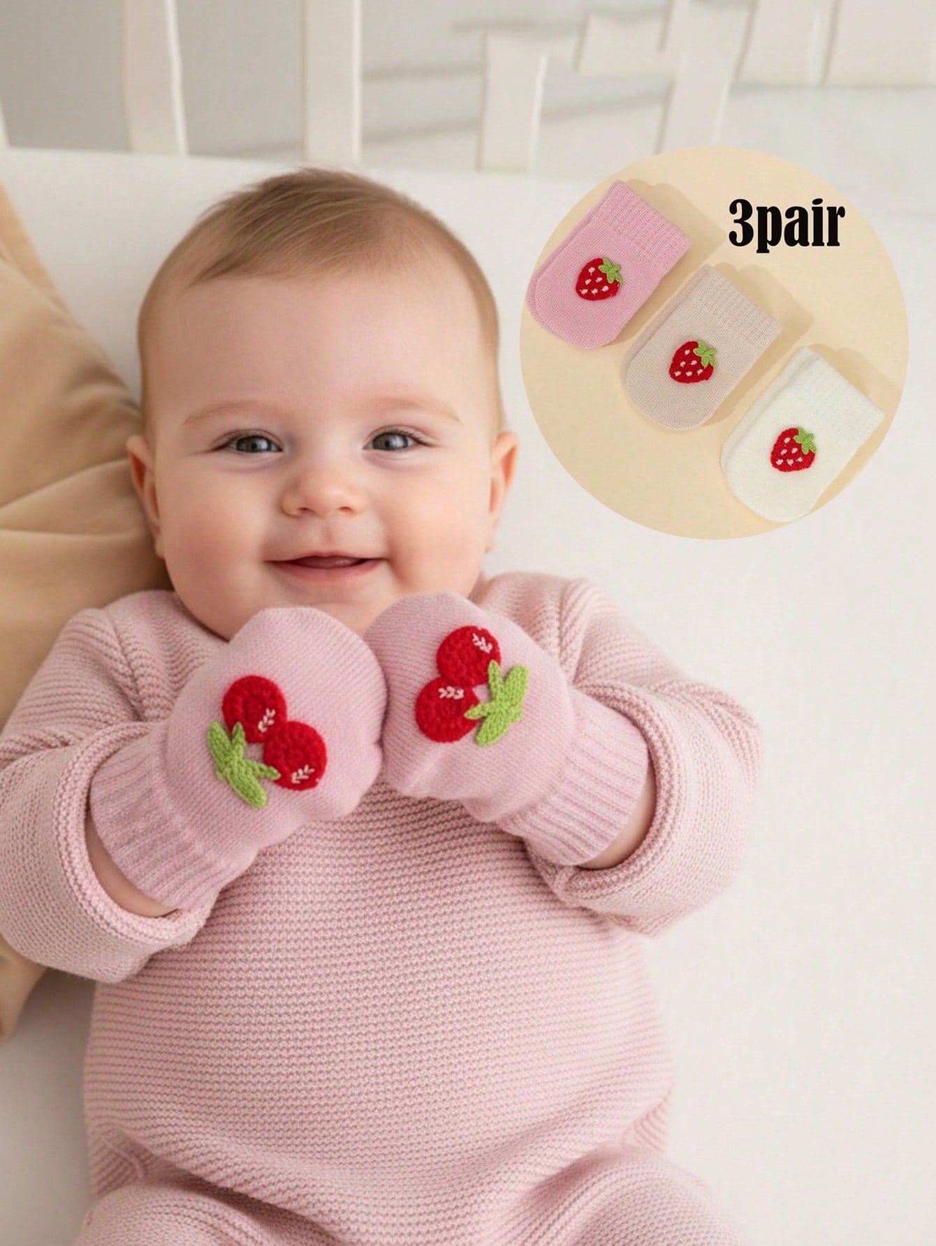 Baby Mittens Scratch - 3 pares de luvas de malha