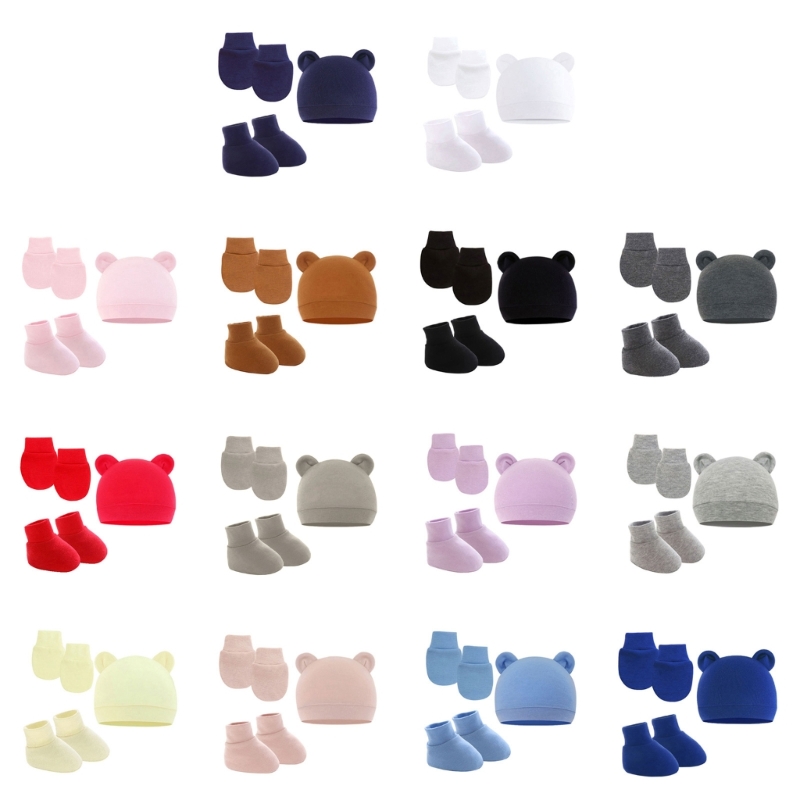Baby Mittens Scratch - Chapéu de bebê recém-nascido luvas de