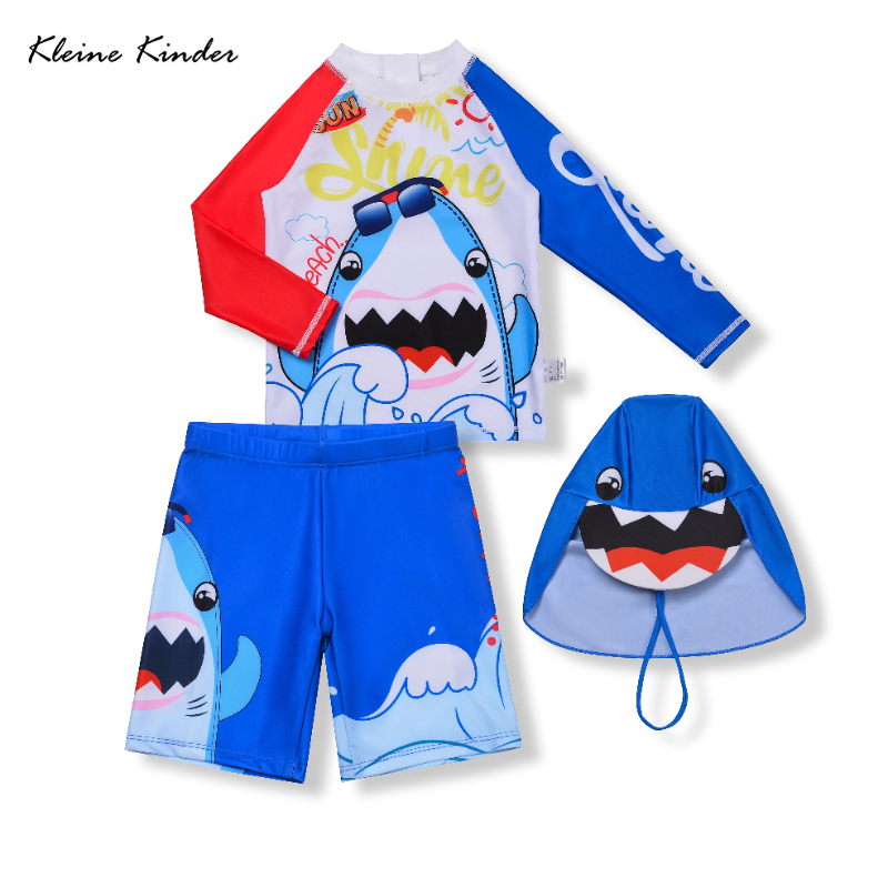 Baby Swimwear Uv - Crianças maiô manga longa tubarão roupa