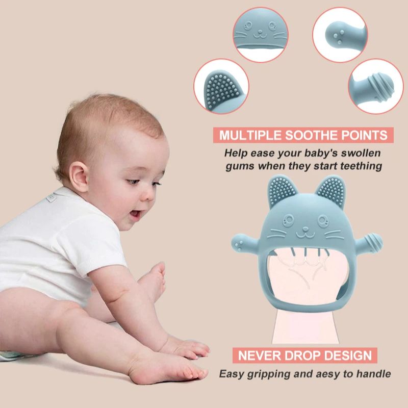 1pc bebê silicone mordedores l - Baby Mittens Scratch avaliação e preço