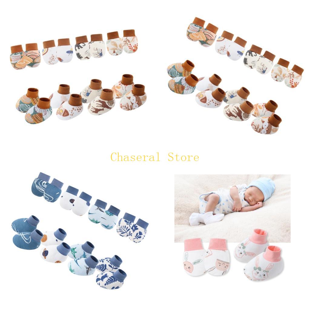 E7CE 4 conjuntos luvas algodão - Baby Mittens Scratch avaliação e preço