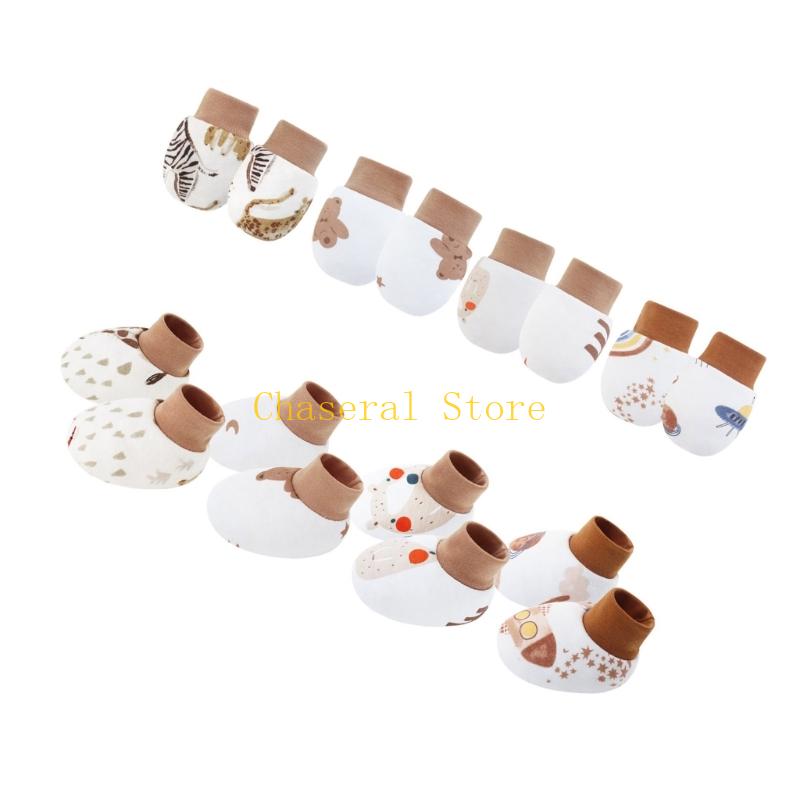 E7CE 4 conjuntos luvas algodão - Baby Mittens Scratch avaliação e preço