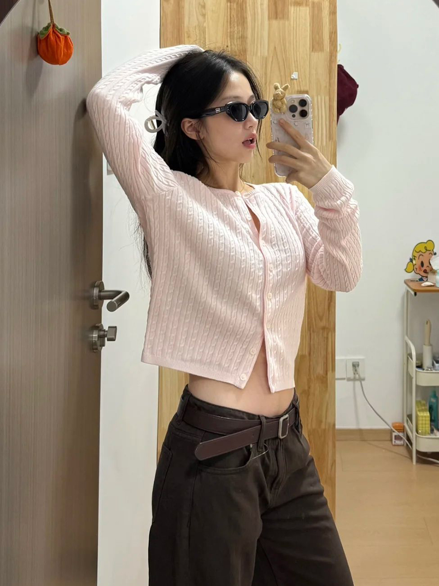 Torção flor bebê rosa camisola - Knit Cardigan Infant avaliação e preço
